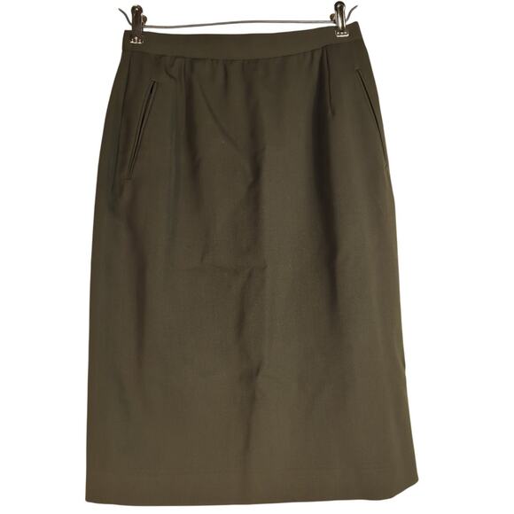 Burberrys' Vintage Pencil Skirt Pockets Green 6 - Picture 1 of 8